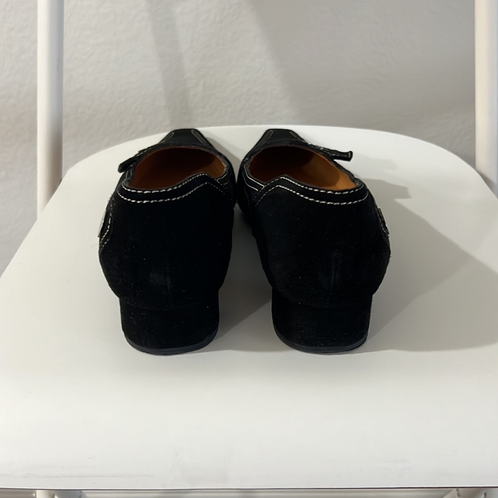 Tod's Black Suede Pointed Toe Loafers with White Stitching - Picture 5 of 6